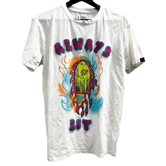 Bleecker & Mercer ALWAYS LIT puff patch logo tee woman’s sz L - Picture 1 of 7